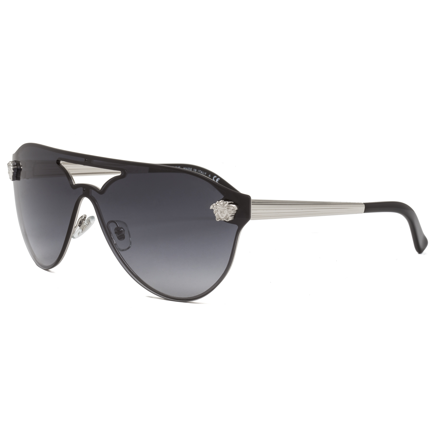 Versace VE2161 Rock Icons Medusa Visor Sunglasses 1000/8G Silver / Grey
